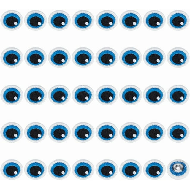 20 pares de parches de poliéster con forma de ojos blancos y azules, bordados, para planchar, con dibujos de ojos, accesorios para disfraces, chaquetas, ropa y accesorios de bricolaje.