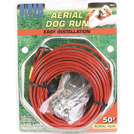 Titan Aerial Dog Run Dog Trolley Tie Out Cable System � 50 feet, Titan aerial dog run cable trolley system is recommended for dogs up to 80-pounds By Coastal