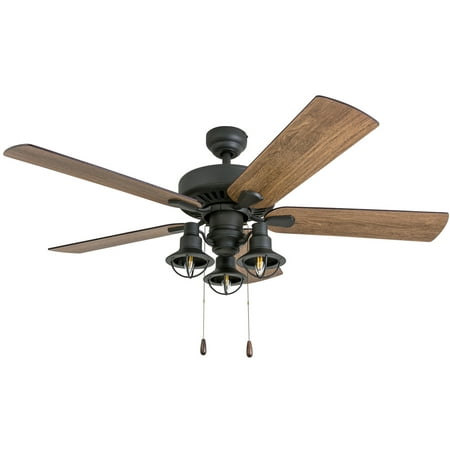 Prominence Home 50650-35 Ennora Farmhouse 52-Inch Aged Bronze Indoor Ceiling Fan, Lantern LED Multi-Arm Barnwood/Tumbleweed (Best 60 Inch Ceiling Fan)