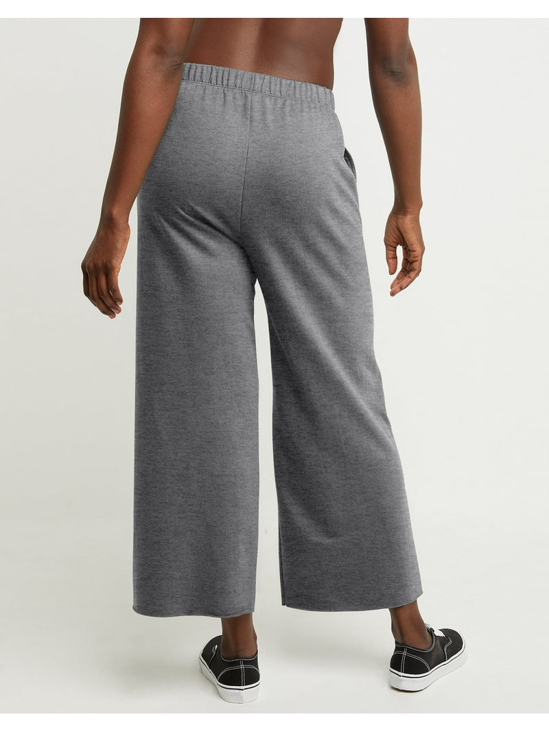 パンツ KHOKI Wide-leg cropped pants Gray Hanes Originals Women's Lightweight French Terry Wide Leg Cropped