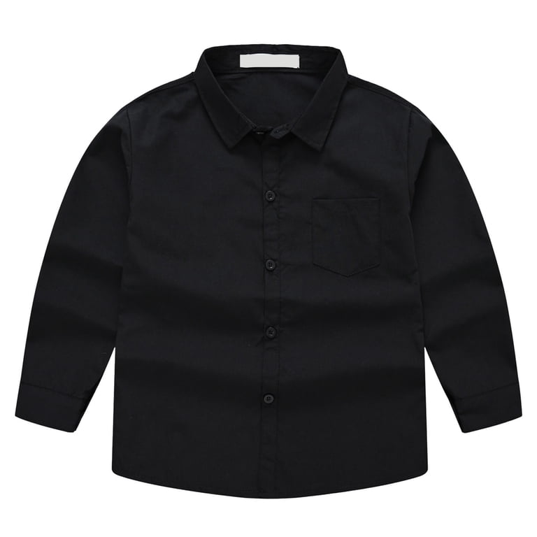 boys wrinkle free dress shirt LXFHUW Boys Button Up Shirt Wrinkle Free Dress Shirts Long Sleeve Shirt Formal School Uniform 5-14 Years, Boy's, Size: 11-12 Years, Black