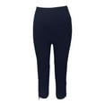 thumbnail image 6 of Womens Capri Pants Stretchy Slim Fit Solid Cropped Trousers Button Detail Ankle Yoga Leggings Summer Pants M, 6 of 9