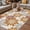 Orange, variant on Geometric Flower Outdoor Rug for Patio/Deck/Porch, Non-Slip Large Area Rug 6 x 9 Ft, Vintage Country Floral Orange Grey on Linen Indoor Outdoor Rugs Washable Area Rugs, Camping Rug Carpet Runner