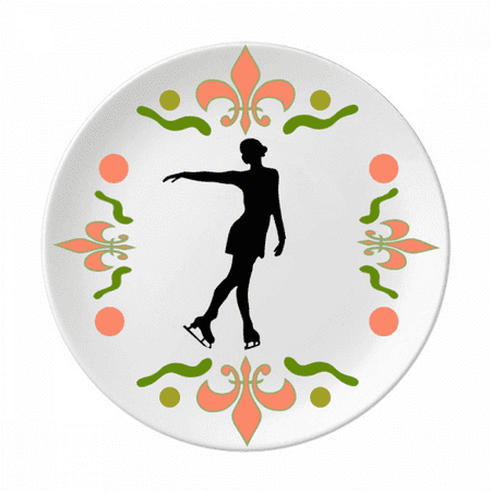 

Winter Female Skating Sport Pattern Flower Ceramics Plate Tableware Dinner Dish