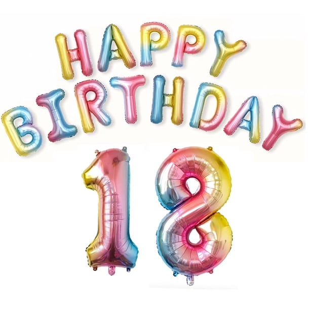 Kit de globos para fiesta de cumpleaños número 18, 15 unidades con globos de aluminio