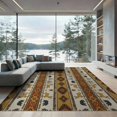 thumbnail image 2 of ODIKA 8'x10' Washable Area Rug Livingroom Neutral Wildlife Cabin Border Large Southwestern Aztec Playful for King Size Bedroom Under Bed, Master Suite, Non-Shedding, Easy Care, 2 of 7
