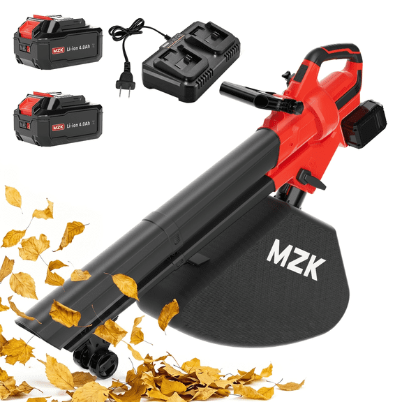 MZK 40V Cordless Leaf Blower Vacuum Mulcher 3-in-1 With 2x4.0Ah Batteries & Charger, 180 MPH 620 CFM Heavy-Duty Lawn Blower, Vacuum & Mulcher With Ergonomic Handle, Lithium-Ion Battery-Powered For Ya