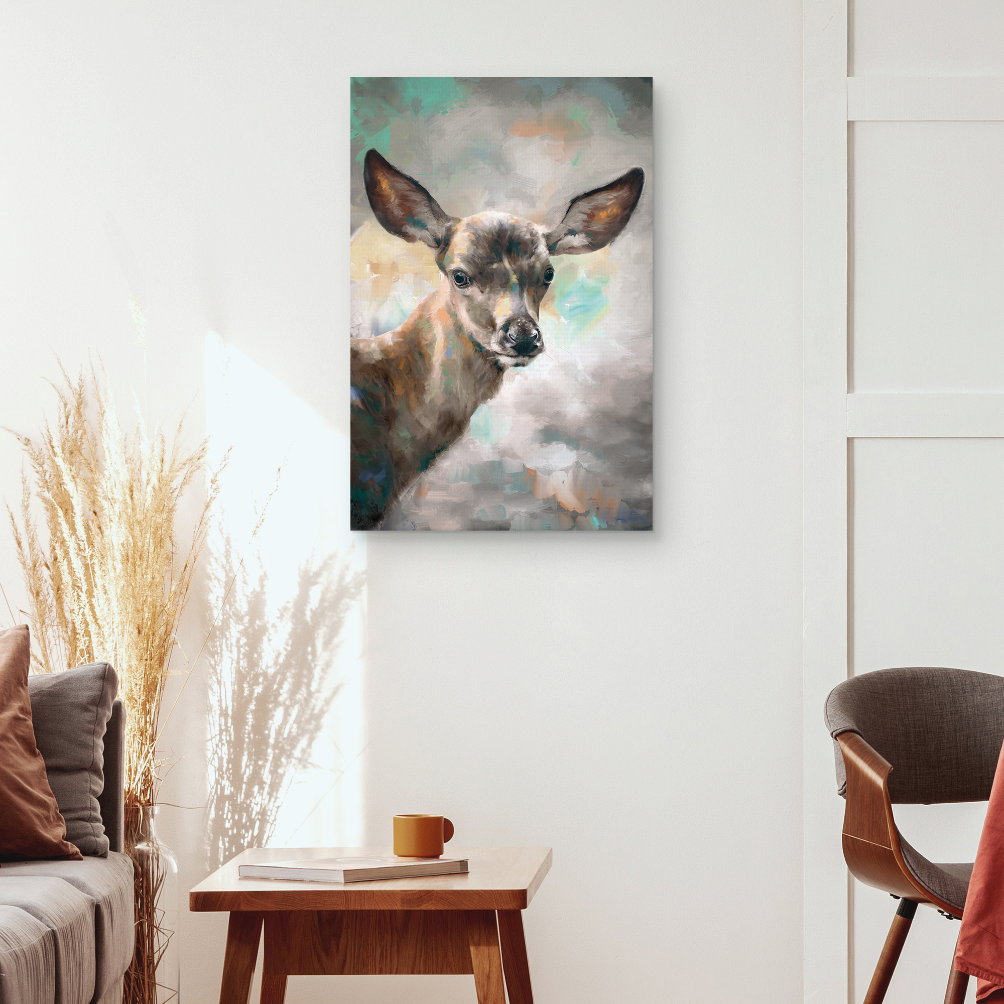 Deer Portrait by Studio Arts Canvas Art Print, 1.5" x 28"