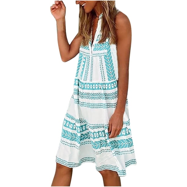 Elegante vestido estampado sin mangas con cuello en V informal de primavera, verano y otoño para mujer OAVQHLG3B Store lin121212