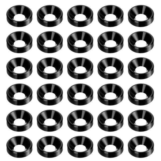 Unique Bargains Lot de 30 Rondelles de Comptoir M4 en Alliage d'Aluminium Anodisé, Noir