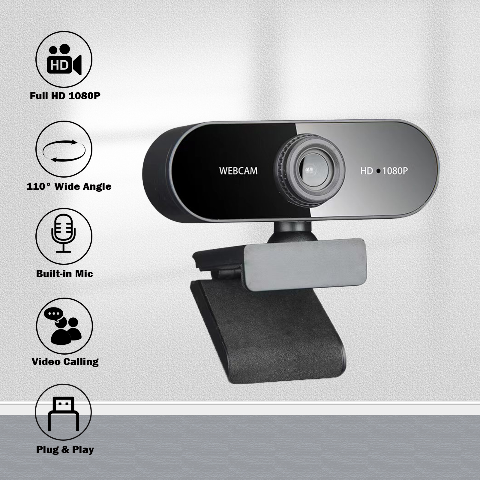 RONY 1080P Webcam with Dual Noise-Cancelling Mics photo 8