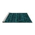 thumbnail image 2 of Ahgly Company Machine Washable Indoor Square Abstract Turquoise Blue Modern Area Rugs, 6' Square, 2 of 4