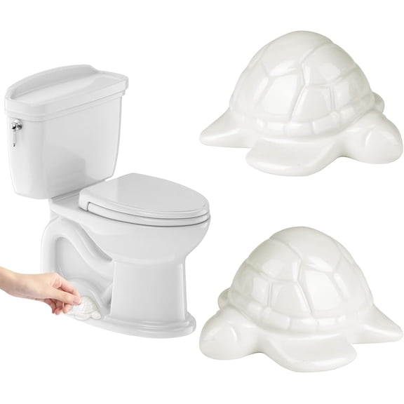 Wrongduck Sea Turtle Ceramic Toilet Bolt Caps, Decorative Toilet Bowl Screw Cover Caps for Bathroom Floor Bolts, Stylish Maximalist Toilet Decor, White, 2pcs