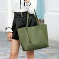 thumbnail image 5 of Handbags for Women, Ladies Handbag Tote Bag Soft PU Leather Large Capacity Womens Top Handle Shoulder Bag Green, 5 of 7