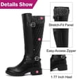 thumbnail image 5 of Love Steetly Women's Extra Wide Calf Knee High Boots, Faux Leather Winter Tall Boots, Diamond Quilted Shaft, Knitted Collar, Double Buckle Block Heel Boots., 5 of 8