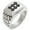 Silver, variant on Stainless Steel Sanada Samurai Crest Geometric Pattern Step-Down Biker Style Polished Ring