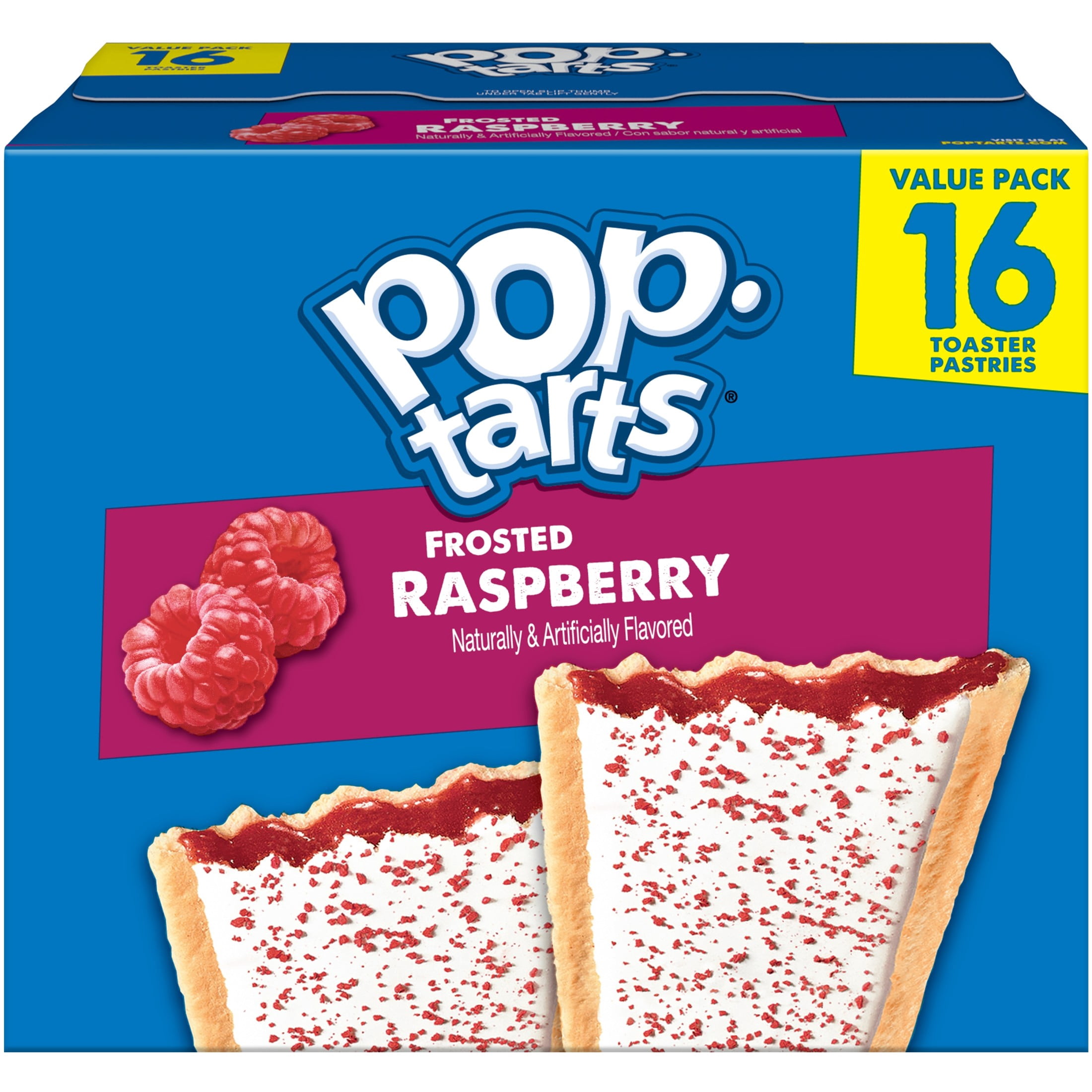 (8 pack) Pop-Tarts Frosted Raspberry Toaster Pastries, Breakfast Foods, Shelf-Stable, 27 oz (16 Count)