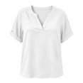 thumbnail image 6 of Women's V-Neck Top Baeitkot Women's Solid Color Casual V-Neck Short Sleeve Top White L, 6 of 7