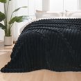 thumbnail image 1 of Blanket Queen Size for Bed - Stripe Faux Rabbit Fur Blanket, Cozy Soft Fluffy Fuzzy Blanket for Sofa, Warm Thick Furry Plush Shaggy Large Blankets for Women, Black,90x90 Inches, 1 of 8