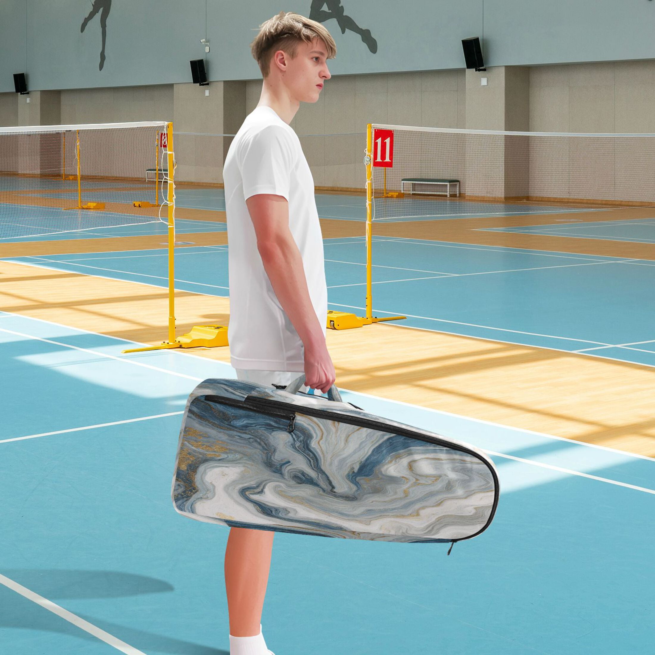 2 Racquet Holder Tennis Backpack Tennis Racket Covers Gym Bags Gray Marble