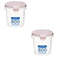 thumbnail image 5 of 2pcs Cereal Dry Food Storage Container Airtight Leakproof Plastic Storage Bottle With Locking Lids Suitable for Cereal Flour Sugar Rice Snacks(Pink 800ml), 5 of 5