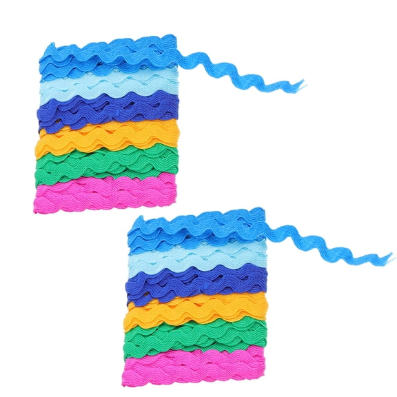 KAKOWELY Sewing Wavy Trim Ribbon Multi Polyester 2Pcs 35.37X0.20X0.04in