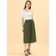 thumbnail image 2 of Falda de algodón de cintura elástica vintage campesina Allegra K ejercito verde M, 2 of 5