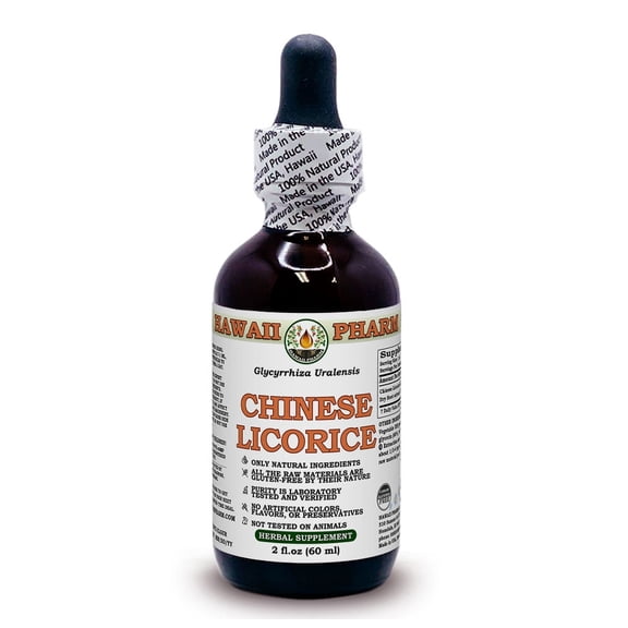 Chinese Licorice (Glycyrrhiza Uralensis) Dry Root ALCOHOL-FREE Liquid Extract. Expertly Extracted by Trusted HawaiiPharm Brand. Absolutely Natural. Proudly made in USA. Glycerite 2 Fl.Oz