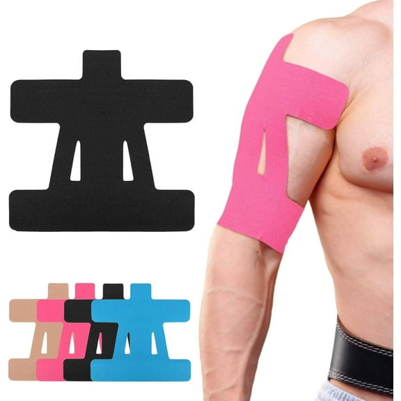 Precut Kinesiology Tape for Shoulder, 2025 New Kinesiology Tape for Shoulder, Shoulder Support & Stability, Shoulder Pain Relief Athletic Tape, Waterproof & Elastic, Breathable Comfort (Black, 10PCS)