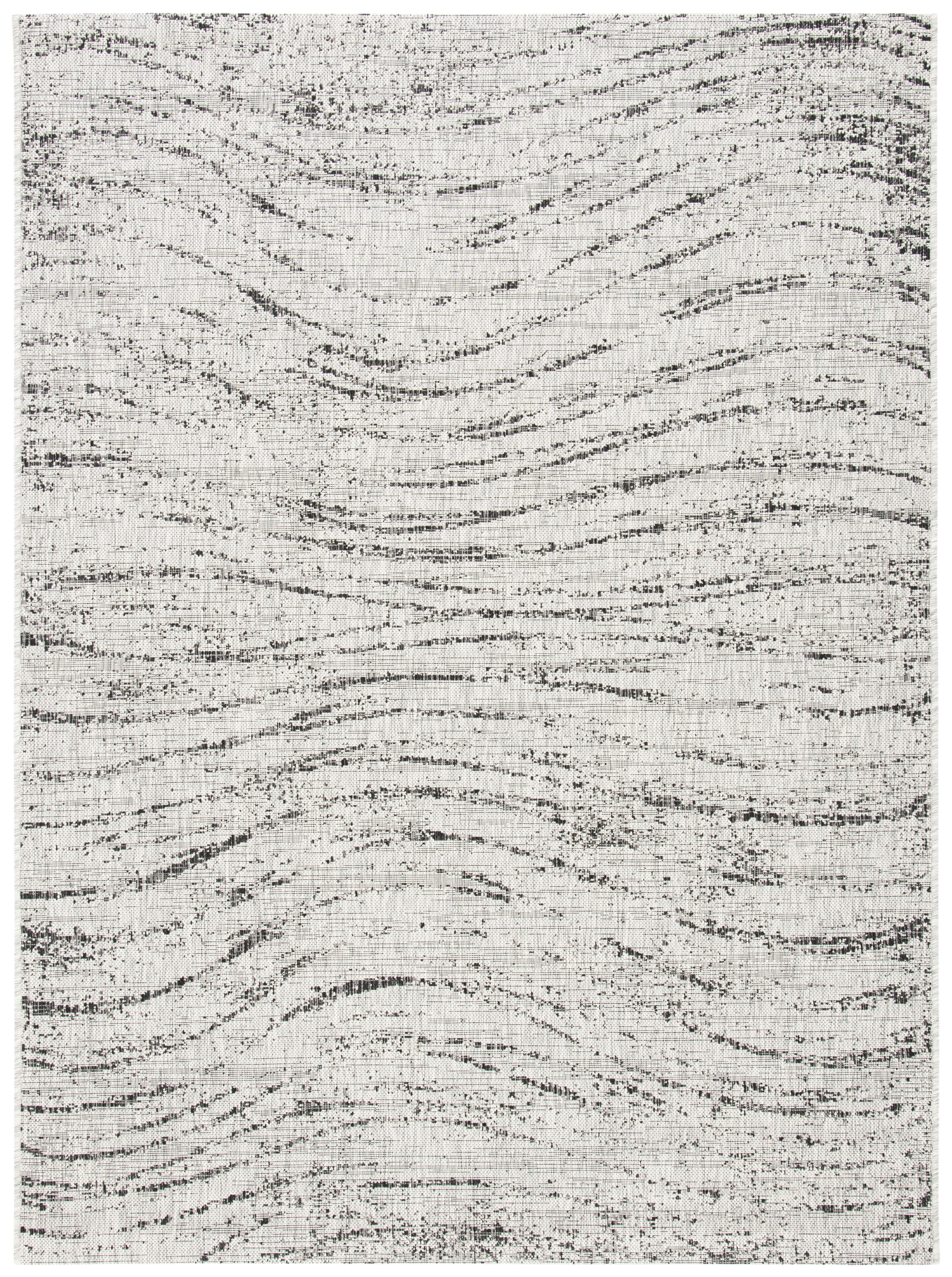 SAFAVIEH Courtyard Robena Abstract Indoor/Outdoor Area Rug, Ivory/Grey, 5'5" x 7'7"