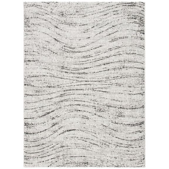 SAFAVIEH Courtyard Robena Abstract Indoor/Outdoor Area Rug, Ivory/Grey, 5'5" x 7'7"