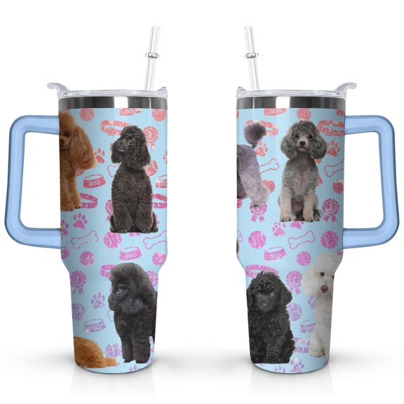 Cute Canine Design 40oz Water Bottle - BPA Free Dog Lovers Tumbler with Handle & Straw - Gift for Women Coffee Mug