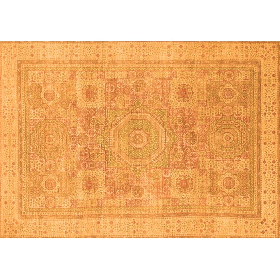 Ahgly Company Indoor Rectangle Abstract Orange Modern Area Rugs, 8' x 12'