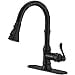 thumbnail image 3 of Bathfinesse Matte Black Kitchen Faucet with Pull Down Sprayer 3 Function Faucet for Kitchen Sink Single Handle High Arc Commercial Pull Out Spray Head RV Kitchen Faucet Gooseneck Deck Plate Include, 3 of 4