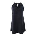 thumbnail image 1 of Vestido George para Mujer Tipo Lino Cuello Halter Sin Manga Escote Amplio Negro Talla EG, 1 of 4
