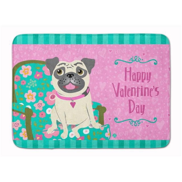 Carolines Treasures VHA3002RUG Happy Valentines Day Pug Machine Washable Memory Foam Mat