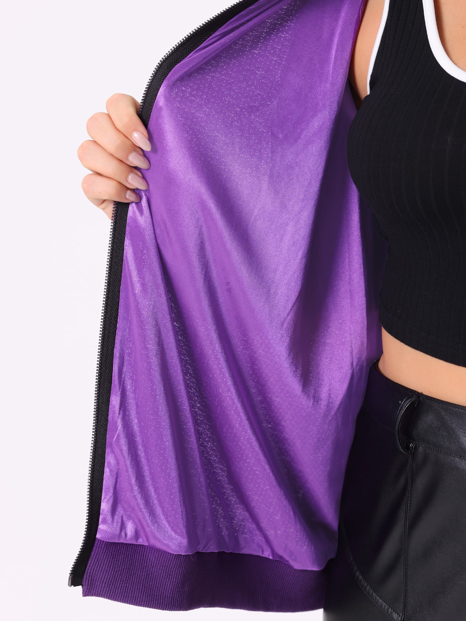 DARING DIVA Women's Plus Size Shiny Glitter Sequin Bomber Jacket 3X Purple