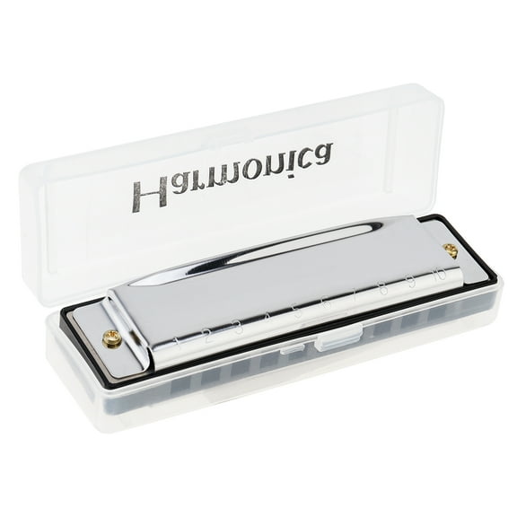 10 Holes Key of C Blues Harmonica for Beginner Students Stainless Steel Blues Harp Mouth Organ with Case