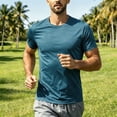 thumbnail image 2 of Ecqkame Mens Athletic T-Shirts Quick Dry Printed Short Sleeve Crew Neck Shirt Workout Outdoor Sports Joggers Breathable Tee Tops Navy XXXXL, 2 of 9