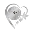 thumbnail image 4 of Reloj de pared con forma de corazón y flores, arte de pared, silencioso, sencillo, elegante, minimalista, decoración para Plata, 4 of 9