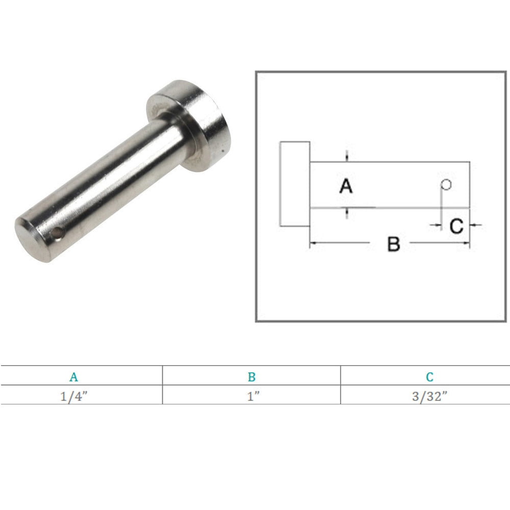 Stainless Steel Marine 1/4" Clevis Pin Round Fastener Pin Yacht Sailing 5 Pcs
