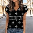 thumbnail image 2 of Satin Shirts for Women Stripe Print V Neck Short Sleeve T-Shirt Silky Soft Blouse Tops Business Casual Outfits Going Out Tops Dressy Trendy Shirt 2026 Spring Summer Vacation Outfits|Black|XL, 2 of 6