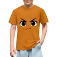thumbnail image 1 of Blusas y camisas de manga corta con cuello redondo para niños y niñas, color liso, con estampado de expresión linda, manga corta, holgadas y cómodas, blusa para niña, 1 of 6
