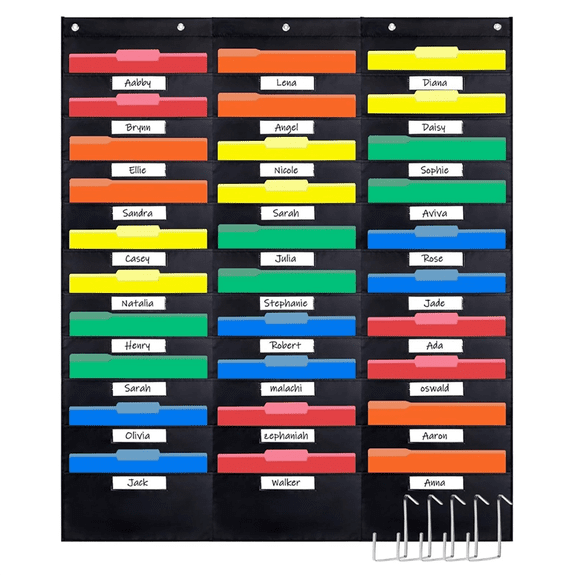30 Pocket File Chart, 42inch Wide X 47inch Tall - Versatile Wall Hanging Folder Organizer for Classroom