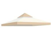 Yescom 10x10Ft UV30+ Gazebo Replacement Top for 2 Tier Outdoor Canopy Cover Patio Backyard Party Deck Sand+Ivory