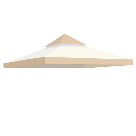 Yescom 10x10Ft UV30+ Gazebo Replacement Top for 2 Tier Outdoor Canopy Cover Patio Backyard Party Deck Sand+Ivory