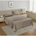 thumbnail image 2 of 100% Cotton King Size Sheet Set – 450 Thread Count Soft & Breathable Cooling Sateen Bed Sheets with Deep Pockets – 4-Piece Bedding Set – Taupe, 2 of 12