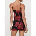 thumbnail image 6 of Women Floral Bohemian Spaghetti Strap Sleeveless Bodycon Dress Short Suspenders Swing Dress Clubwear Y2K Black Print L, 6 of 9
