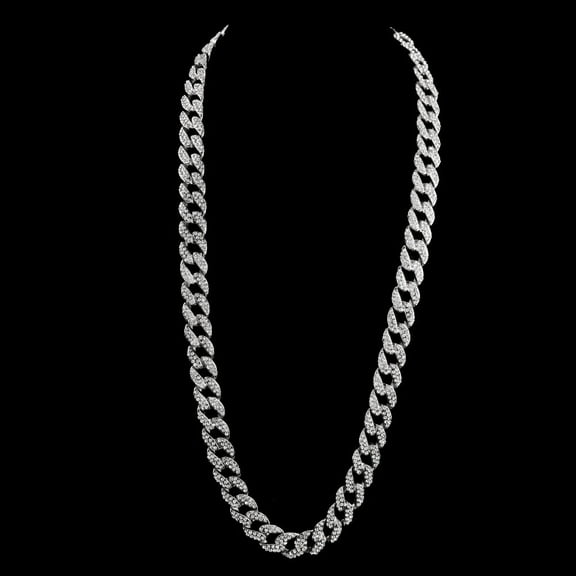 Latrodar Crystal Gold Finish Miami Cuban Link Chain Men Jewelry Silver up to 30% Off