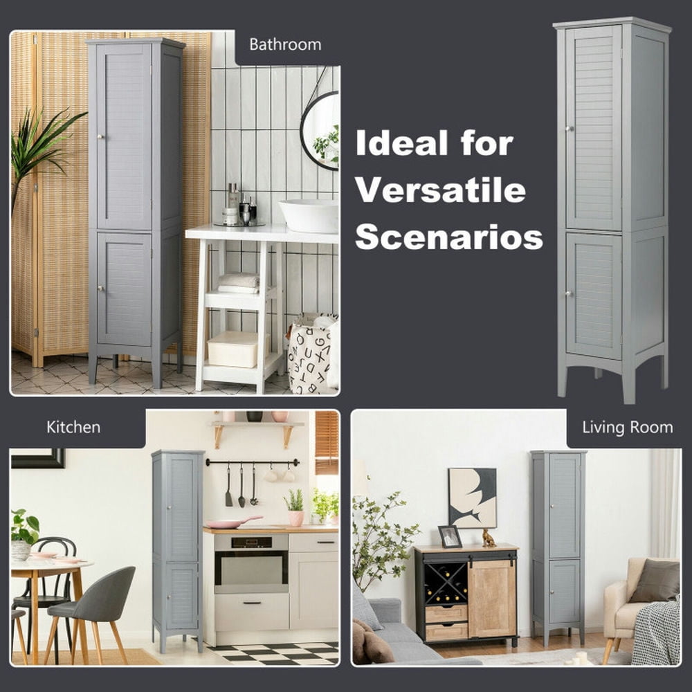 Finihen Bathroom Storage Cabinet, Bathroom Floor Cabinet, Freestanding Bathroom Storage Cabinet for Kitchen and Living Room, for Bathroom, Living Room, Bedroom, Kitchen, Gray Finihen Bathroom Storage Cabinet, Bathroom Floor Cabinet, Freestanding Bathroom Storage Cabinet for Kitchen and Living Room, for Bathroom, Living Room, Bedroom, Kitchen, Gray